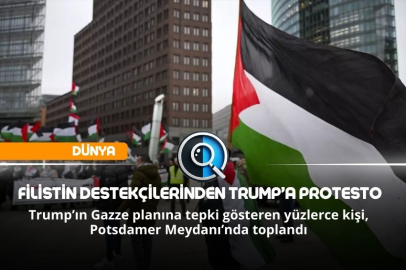 BERLİN’DE FİLİSTİN DESTEKÇİLERİNDEN TRUMP’A PROTESTO