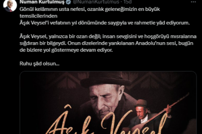 NUMAN KURTULMUŞ'TAN AŞIK VEYSEL'İ ANMA MESAJI