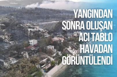 YANGINDAN SONRA OLUŞAN ACI TABLO HAVADAN GÖRÜNTÜLENDİ